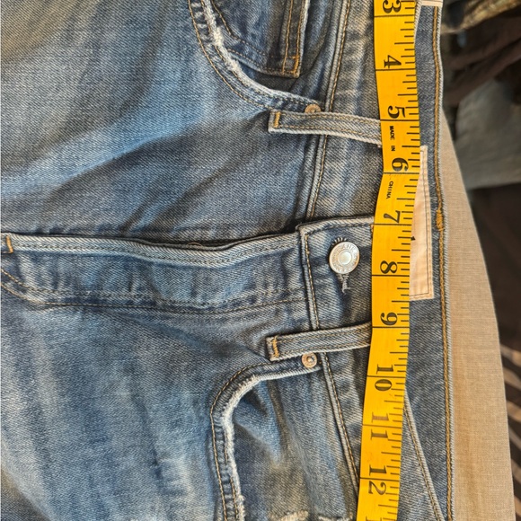 Frank & Eileen Light Blue Distressed, Straight Leg Crop Monaghan Jeans, Size 28 - Picture 2 of 8